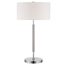 25&quot; Gray Metal Two Light Table Lamp With White Drum Shade - £142.00 GBP