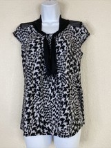 Suzie In The City Womens Size S Blk/Wht Animal Print Tie Blouse Sleeveless - £5.97 GBP