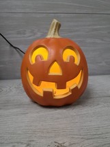 Halloween Lighted Blow Mold Plastic Happy Pumpkin 9&quot; Unbranded - $11.50