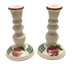 Laurie Gates Los Angeles Pottery Pair of Apple Taper Candle Holders 7.5i... - $61.19