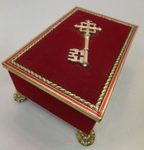 Vintage Collectible Blue Bird Confectionery Red Velvet Key on Chest Goldtone - £24.11 GBP