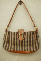 Vintage Handbag Etienne Aigner Black &amp; Tan Stripe Brown Leather Purse - £27.25 GBP