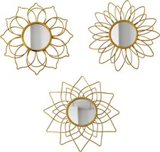 Champagne Gold Round Mirrors For Wall Pack Of 3 | Vintage Room Decor And - £29.71 GBP