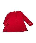 Rafaella Jacket Women&#39;s 12 Red 100% Wool Half-Button Open Front Long Sleeve - £31.23 GBP