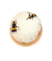 Bee Themed Fabric Pincushion with Wood Base - $111.54 MXN