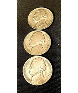 1943 PDS Silver Wartime Jefferson Nickels  (Three) AA20-7409 Vintage - £98.63 GBP