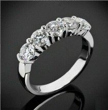 Anillo de aniversario de alianza de boda con cinco diamantes redondos de... - £196.83 GBP