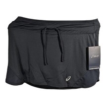 Asics Women Tennis Skort Skirt w/ Shorts Small Black Stretch Front Draws... - $28.81