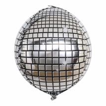 Disco Party Supplies Metallic Silver Disco Ball Shaped Balloon Decoration, 15 In - £4.95 GBP