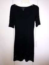 Karen Kane Ladies Ss Black Knit DRESS-S-RAYON/NYLON/SPAN.-BEADED-NWOT-CUTE - £18.49 GBP
