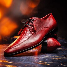 Men's Shoes caiman and lizard dress derby Merida Red image 11