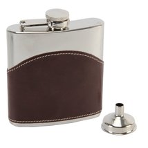 Personalised Harvey Makin Brown Leather &amp; Stainless Steel 6oz Hip Flask ... - £37.72 GBP