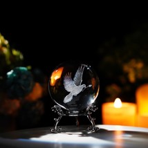 ZEERSHEE 60mm 3D Peace Dove Crystal Ball Figurine with Stand  2.3 inches - $348.07 MXN