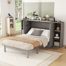 Gray Murphy Bed: Full, Shelves, Drawers &amp; USB - $902.99