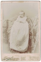 Cabinet Photo of 5 1/2 Month Old Baby in Long Victorian Christening Gown... - $8.60