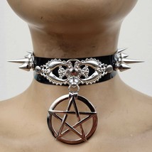 Handmade Jewelry,Gothic Choker With pentagram,Spike Choker,Gothic Collar, Vintag - £23.70 GBP