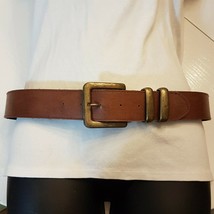 Fashion Belt size M Brown Faux Leather 29&quot; - 33&quot; waist 1 1/2&quot; wide Bronz... - $11.88