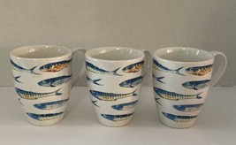 222 FIFTH Set of 3 Fun Fish Coffee Mugs Colorful Fish Multicolored  - £19.90 GBP