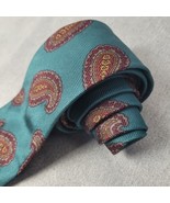 Burberry Of London Mens Tie Repp Silk Green Red Paisley 3 X 56 Handsewn ... - $31.38 CAD