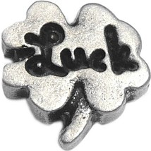 Luck Four Leaf Clover Floating Locket Charm - £1.92 GBP