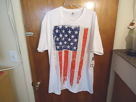 Spirit Of America &quot; NWT &quot; Size XL ( 46-48 ) White Grunge Flag T-Shirt - £11.03 GBP