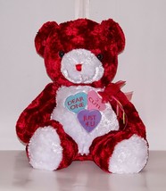 Dan Dee Plush Bear Red &amp; White Love Hearts 22&quot; Long Embroidered - £11.98 GBP