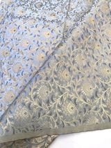 Indian Banarasi Brocade Fabric Gray &amp; Gold Fabric Wedding Dress Fabric -... - $7.49+