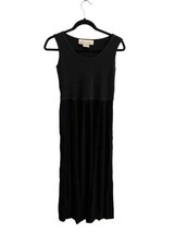 Vtg BARBARA LESSER Womens Dress Black Sleeveless Midi Waffle Top Sz Medium - $23.99