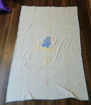 Baby Toddler Child Vintage Chenille Puppy Dog Bedspread Blanket White Pastels - £38.87 GBP