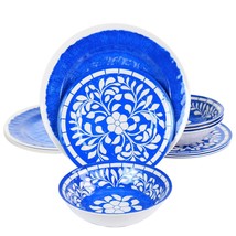 Elama Nelly 12 Piece Melamine Dinnerware Set in Blue - $77.49
