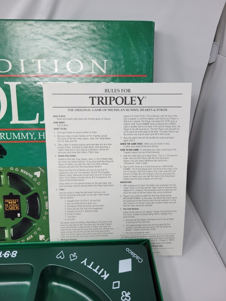 VINTAGE Tripoley Players Edition 3D Tray COMPLETE Cadaco 1989 Cards Chips Item image 5