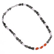 Natural Carnelian Rutile Quartz Gemstone Mix Shape Beads Necklace 17&quot; UB-5989 - £8.59 GBP