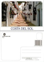 Spain Costa Del Sol Mijas Street Art Gallery Sign Flowers People VTG Postcard - £7.51 GBP