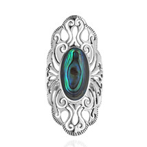Vintage Filigree Swirl Beauty Oval Abalone Shell Sterling Silver Ring-6 - £21.91 GBP