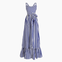 NWT J.Crew Striped Ruffle Maxi in White Deep Orchid Belted Cotton Tank Dress 0 - £108.54 GBP