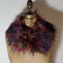 Surell NWT Faux Fur Collar Multi Color Velvet Lined Frog Clasp Pink Green Purple - £58.75 GBP