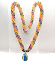 &quot;Sunshine Raindrop&quot; Crocheted Glass Necklace Handcrafted Glass Jewelry Designs - £11.31 GBP