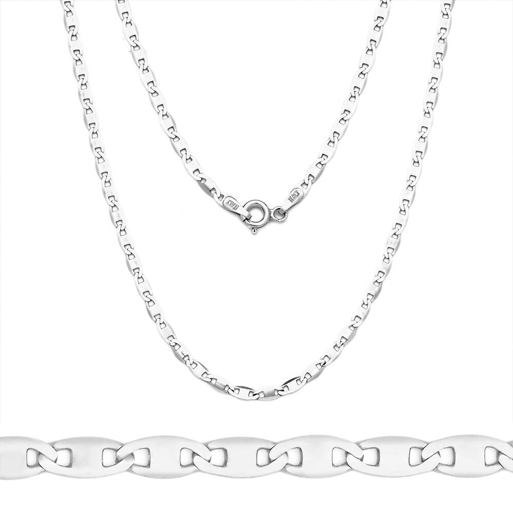 Primary image for Women's 14K WG Over 925 Silver w/ Rhodium Mariner Marina Link Italian Chain