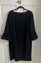 Talbots Sheath Dress Sz 18 Black 3/4 Bell Sleeve Solid Cocktail - £39.86 GBP