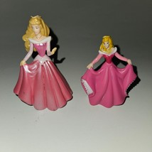 2 Disney Princess Sleeping Beauty Aurora Figures Toy Lot Pink Dress Cake... - $10.84