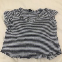 Banana Republic Women&#39;s Timeless Tee V Neck TShirt White And Blue Stripe Size Xs - £5.45 GBP