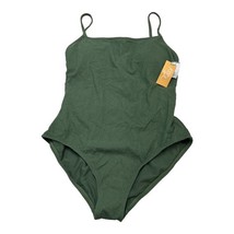 Kona Sol Swimsuit Women XL Green One Piece Basket Weave Textured High Ne... - $19.31