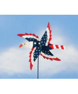 Patriotic Bald Eagle Metal Wings Whirlybird Whirligig Yard Stake Wind Sp... - $40.53 CAD