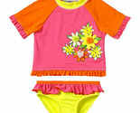 NWT Wippette Girls Pink Flower Rashguard Tankini Swimsuit Bathing Suit S... - $10.99