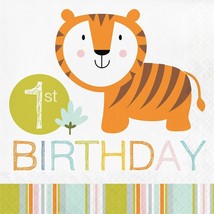 Happi Jungle 16 Ct Luncheon Napkins 1st Birthday Tiger - £4.21 GBP