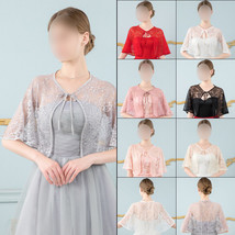 Women Embroidered Lace Shrug Bride Cropped Bolero Cloak Ties Wedding Party Scarf - £8.41 GBP