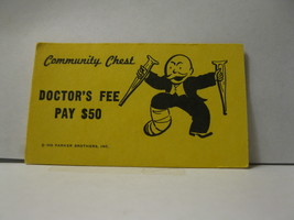 1985 Monopoly Board Game Piece: Doctor&#39;s Fee Community Chest Card - $0.75