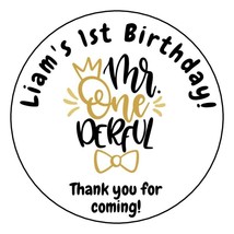 12 Personalized Mr Onederful Birthday Party Stickers Favors Labels tags ... - £9.44 GBP