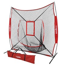 Portable 77&#39; Baseball Softball Practice Hitting Net Bow Frame Bag W/ Car... - £61.46 GBP