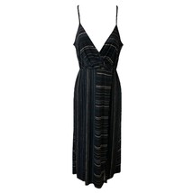 BCBGeneration Dress Stripes XXS Sleeveless V-Neckline Midi Stretch Slits Sexy - $9.50